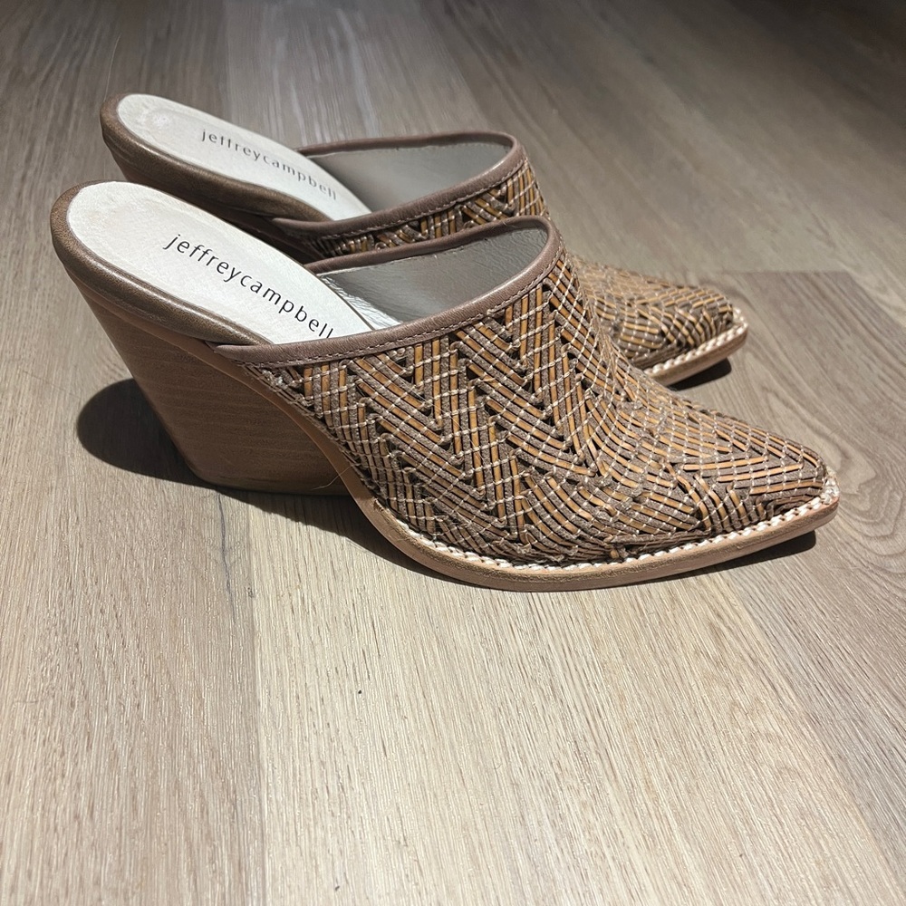 Jeffrey Campbell Brown Woven Clogs